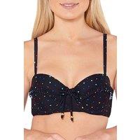 Beachcomber Women's Underwired Frill Bikini Top in True Black | Size: 14