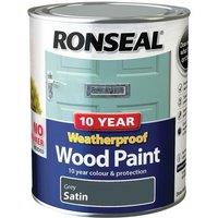 Ronseal 10 Year Weatherproof Wood Paint Grey Satin 750Ml