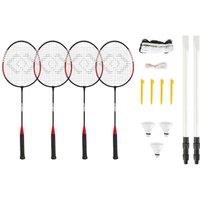Hy-Pro 4 Person Badminton Set with Shuttlecocks, net & poles in Black | Size: Junior