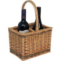 Red Hamper Wicker 2 Bottle Steamed Bottle Carrier in Brown