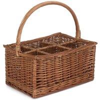 Red Hamper Wicker Double Steamed Bottle Drinks Basket in Brown
