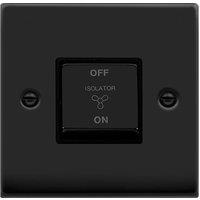 SE Home Matt Black 10A 1 Gang Ingot 3 Pole Fan Isolation Switch