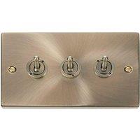SE Home Antique Brass 3 Gang 2 Way 10AX Toggle Light Switch in Gold