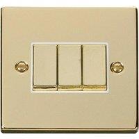 SE Home Polished Brass 10A 3 Gang 2 Way Ingot Light Switch in Gold