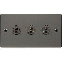 SE Home Black Nickel 3 Gang 2 Way 10AX Toggle Light Switch