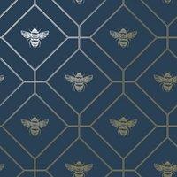 World of Wallpaper Bee Wallpaper in Navy