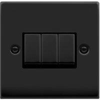 SE Home Matt Black 10A 3 Gang 2 Way Ingot Light Switch