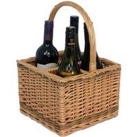 Red Hamper Wicker Steamed Two Tone Bottle Carrier in Brown