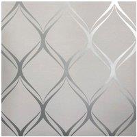 World of Wallpaper Clifton Wave Geometric Wallpaper in Light Grey