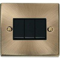 SE Home Antique Brass 10A 3 Gang 2 Way Light Switch in Gold