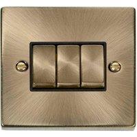 SE Home Antique Brass 10A 3 Gang 2 Way Ingot Light Switch in Gold
