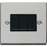 SE Home Polished Chrome 10A 3 Gang 2 Way Light Switch in Metallic Silver