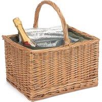 Red Hamper Wicker Butchers Basket with Zipped Cooler Bag in Natural