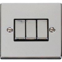 SE Home Polished Chrome 10A 3 Gang 2 Way Ingot Light Switch in Metallic Silver