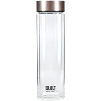 BUILT New York Tiempo Glass Drinks Bottle, Rose Gold, 450ml in Rose Gold