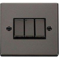 SE Home Black Nickel 10A 3 Gang 2 Way Ingot Light Switch