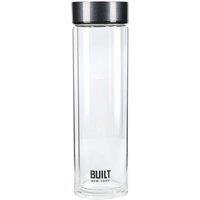 BUILT New York Tiempo Glass Drinks Bottle, Charcoal, 450ml in Charcoal