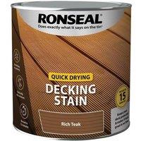 Ronseal Quick Drying Decking Stain Rich Teak 2.5 litre | Size: 2.5L