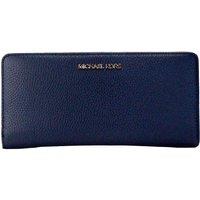 Navy Pebbled Leather Continental Clutch Wallet with Detachable Strap and Multiple Card Slots
