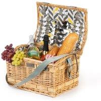 Picnic Wicker Basket for 4 - including Large Insulated Cool Bag & Cutlery Set