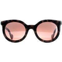 Moncler Women's Round Coloured Havana Bordeaux Mirror ML0015 in Brown