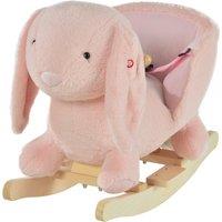 HOMCOM Cute Kids Ride-On Rocking Rabbit Sound Handlebars Seat Belt Plush in Pink