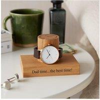 MijMoj Design Men's Oak Single Watch Stand Engraved with Dad Time the best time in Light Oak