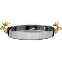 Orsina Mixology Atholl Serving Tray, Decorative Stag Detail in Silver