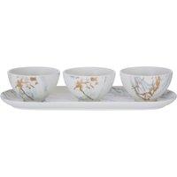 Orsina Marble Luxe 4 Piece Tapas Set, Gold Finish Detail in White