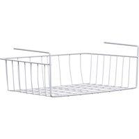 Orsina White Under Shelf Large Storage Basket, Space-Saving Metal Organizer For Kitchen Or Pantry Shelves, Wire