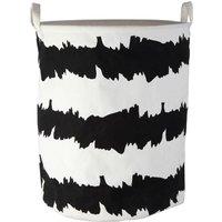Orsina Black & White Fabric Basket, Stylish Woven Storage Solution With Handles & Geometric Pattern