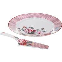 Orsina Durable Cake Plate & Slice, Beautifully Designed Cake Plate & Slice, Elegant Plate & Slice For Parties in Pink