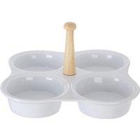 Orsina Bamboo 4 Section White Ceramic Snack Dish