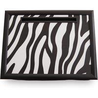 Orsina Stylish Mono Zebra Lap Tray With Ipad Holder, Cushioned Base Tray For Bedroom, Raised Rim Kitchen Tray in Black