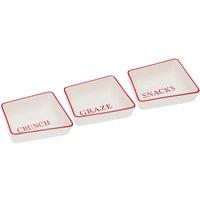 Orsina Versatile Set Of Three Hollywood Snack Dish, Premium Porcelain Snack Dish For Guests, Practical Snack Tray in Cream