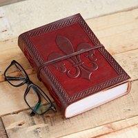 Paper High Fleur de Lis Leather Journal in Brown