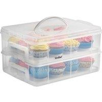 VonShef Two Tier Stackable Cupcake Carrier with Handle in Clear