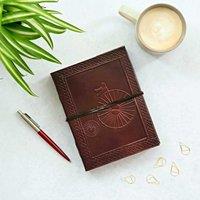 Paper High Penny Farthing Leather Journal in Brown