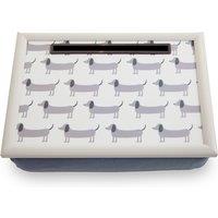 Orsina Stylish Dachshund Lap Tray with Ipad Holder, Cushioned Base Tray For Bedroom, Raised Rim Kitchen Tray in White