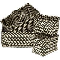 Orsina Set Of Five Black & White Woven Storage Baskets