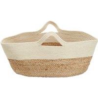 Orsina Lidi Oval Jute Basket, Loop handles in White