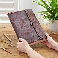 Paper High Indra A4 Embossed & Stitched Leather Journal in Brown