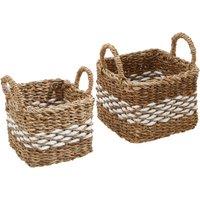 Orsina Lidi Set Of Two Square Seagrass Baskets in Natural