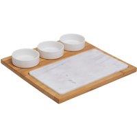 Orsina 5-Piece White Marble & Ceramic Serving Board, Durable Natural Stone