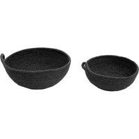 Orsina Lidi Set Of Two Jute Baskets, Round storage baskets in Black
