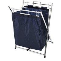 Orsina Chrome & Blue Laundry Cart With Laundry Bag in Black
