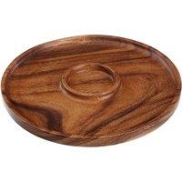Orsina Acacia Chip & Dip Dish, Snack Platter With Dip Bowl, Chip & Dip Tray For Appetisers, Rustic Chip N Dip Plate in Natural