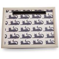 Orsina Cushioned Base Black Cat Lap Tray with Ipad Holder, Stylish Tray For Bedroom, Raised Rim Kitchen Tray