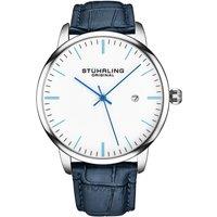 STHRLING Original Rasa Men's Classic Quartz Date Watch with Leather Strap in Blue