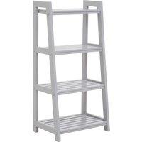 Orsina Contemporary Design Wood Four Tier White Shelf Unit, Versatile Shelf Unit For Living Room, Durable Metal Unit in Grey